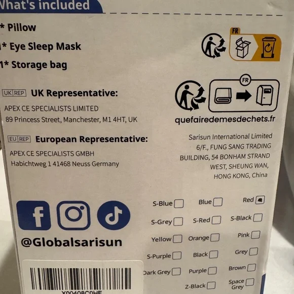 Headrest Travel Pillow + Sleep Mask EUC - Picture 3 of 7